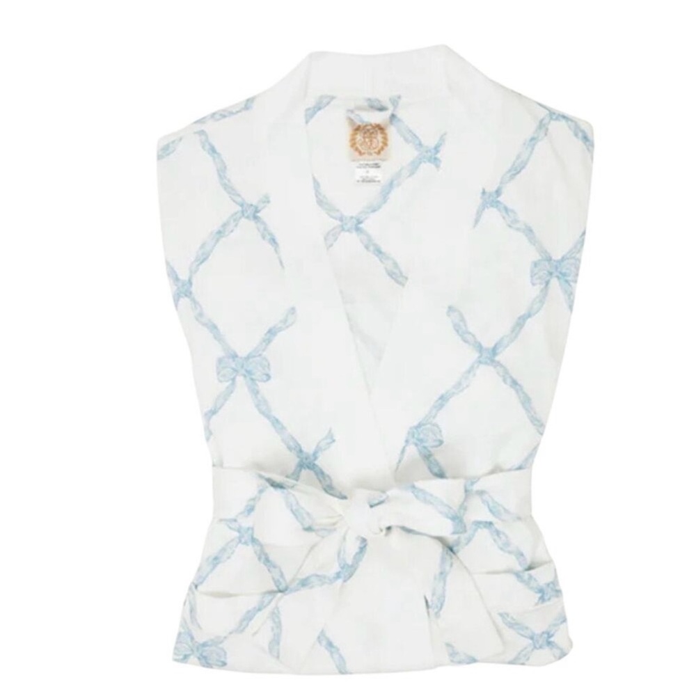 The Beaufort Bonnet Company White and Blue Patterned Robe NWOT